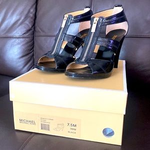 Michael Kors Berkley T Strap Patent Toe Heel